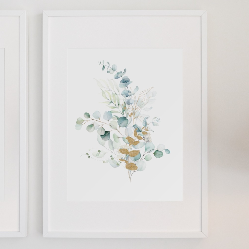 Wall Art Watercolor Botanical Eucalyptus Branch Print Unframed - Picture 3 of 12